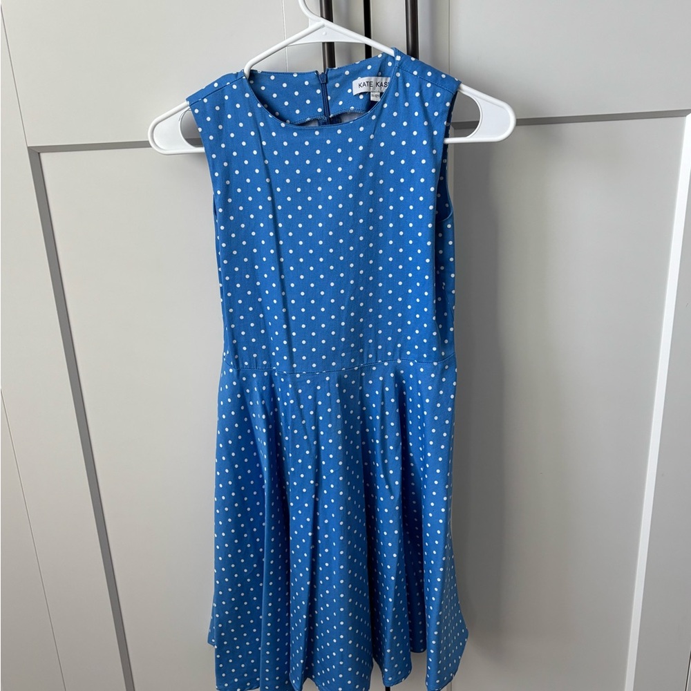 Elegant Blue Polka Dot Kids Dress